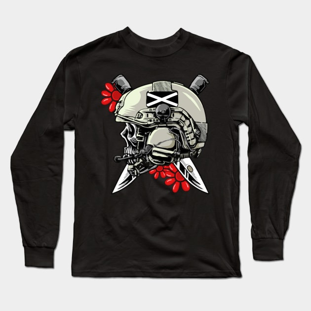 Task Force Doomer Helmet Skull With Red Daisy Flowers Forward Observation Group Cool Meme Design Pri Long Sleeve T-Shirt by Jaslyn Ferry